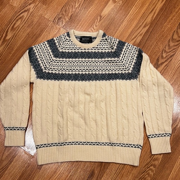 Vintage JANTZEN Fair Isle Cable Knit Sweater‎ size L - Picture 1 of 7